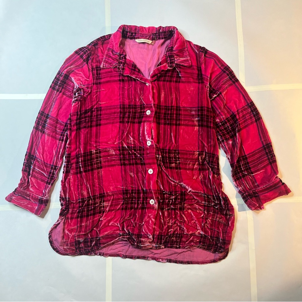 Soft Surrounding Plaid Velvet Top